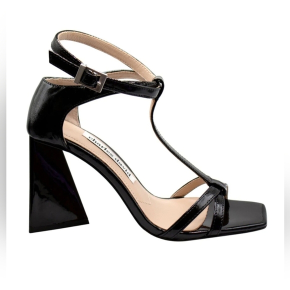 NWOT Charles David "Tucker" Black Patent Leather Geometric Block Heels ~ 7½ - Picture 4 of 9